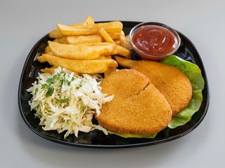 Snitel vegetal+cartofi prajiti+salata de varza+ketchup 160g/200g/100g/50g