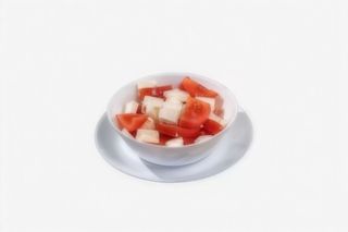 Salata de rosii cu telemea, ceapa rosie si pătrunjel