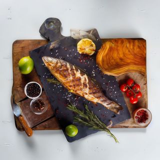 Peste farfurie biban de mare