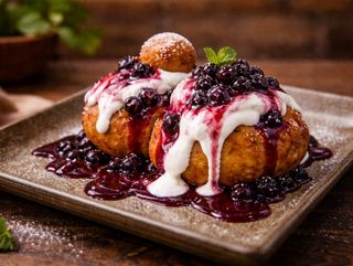 Papanasi cu smantana si dulceata