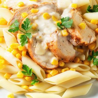 Penne cu pui si porumb