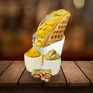 WAFFLE, CREMĂ FISTIC, MANGO, MIGDALE
