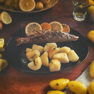 Pastrav la gratar cu cartofi natur 200g/250g