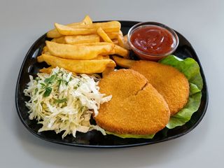 Snitel vegetal+cartofi prajiti+salata de varza+ketchup 160g/200g/100g/50g