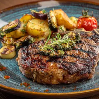 Steak de vita Rib Eye cu cartofi cu rozmarin