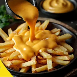 Cartofi prajiti cu sos cheddar