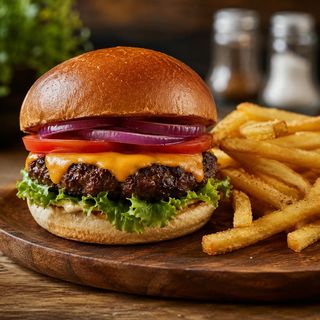 Burger Vita si cartofi prajiti