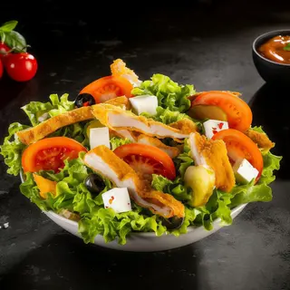 Salată cu șnițel de pui