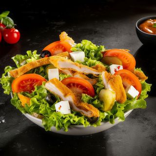 Salată cu șnițel de pui