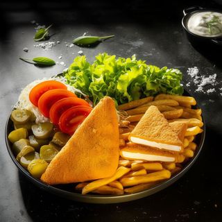 Meniu Cașcaval pane la farfurie