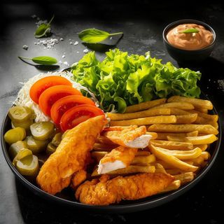 Meniu Pui crispy la farfurie