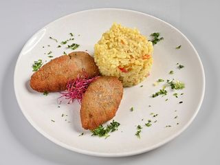 Snitel de legume cu orez sarbesc