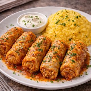 Sarmale cu mămăliguță și smântână