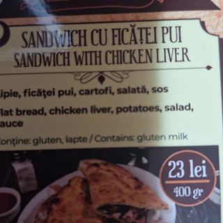 Sandwich cu ficăței de pui