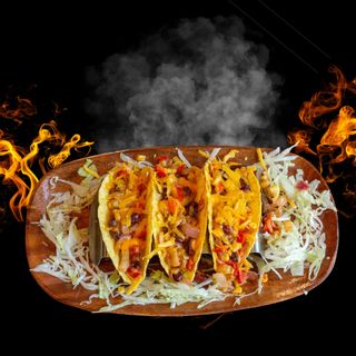 Taco vegetarian - 3 buc, cartofi prajiti 140g