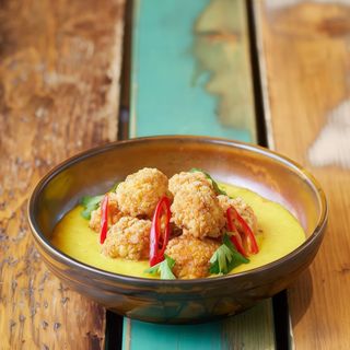 Crispy Cauliflower with Holy Moly Corn Sauce