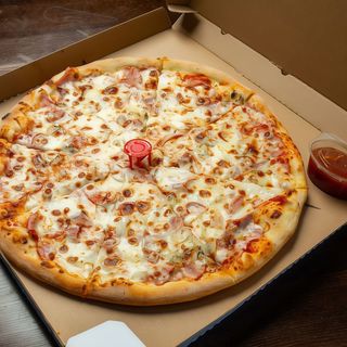 PIZZA PROSCIUTO E FUNGHI 42 CM 1+1 MARGINE UMPLUTA