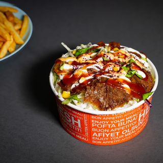 Doner box vita cu berbecut 650gr+CARTOFI PAI