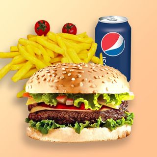 Burger vita, fries si Pepsi
