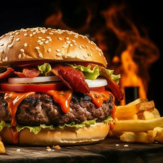 BURGER DE VITA CU CARTOFI PRAJITI