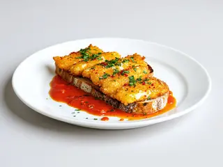 Caşcaval pané pe cruton de pâine