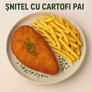 Snitel cu cartofi pai GO