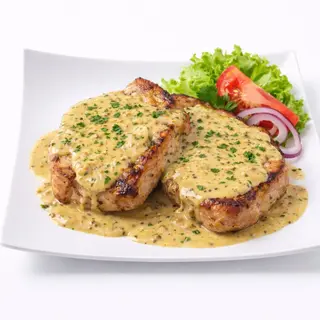 Cotlet de porc în sos de muștar