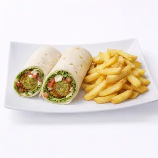 Falafel wrap cu cartofi prăjiți