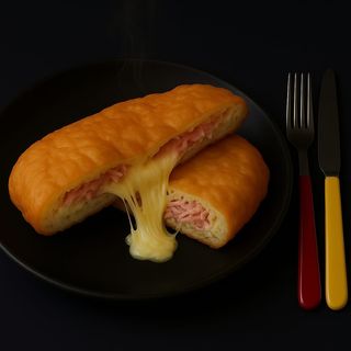 Langos cu sunca cascaval interior