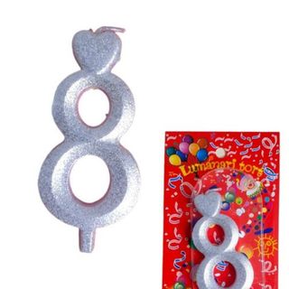 Lumanare argintie cifra 8
