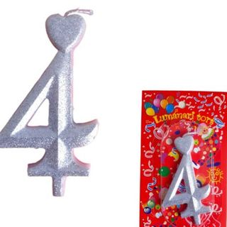 Lumanare argintie cifra 4