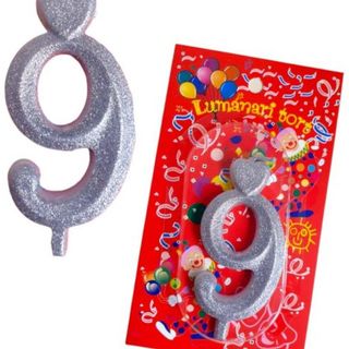 Lumanare argintie cifra 9