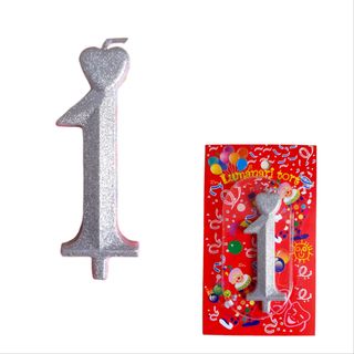 Lumanare argintie cifra 1