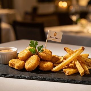 Nuggets pui cu cartofi prăjiți și sos