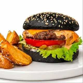 American Burger cu Cartofi Wedges