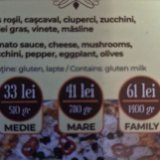 Pizza Vegetariană (medie)