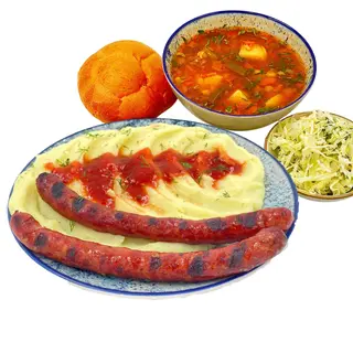 Meniul Zilei cu Carnati de porc si garnitura la alegere