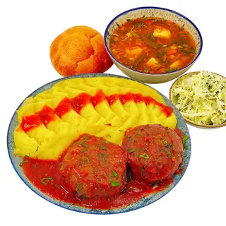 Meniul Zilei cu Chiftele de pui marinate cu garnitura la alegere