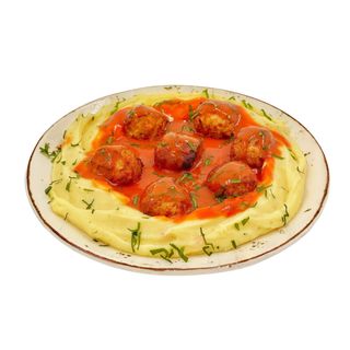 Chiftelute de porc cu sos si garnitura la alegere