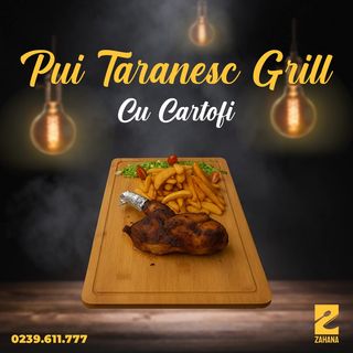 Pui Tărănesc Grill cu Cartofi Prajiti