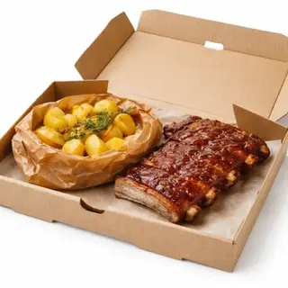 Coaste de porc bbq cu cartofi la cuptor