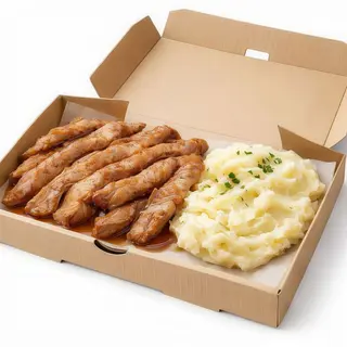 Franjuri de porc trase la tigaie cu piure de cartofi