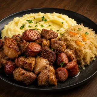 Carne la garniță cu Piure de cartofi