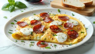 Omleta cu salam picant si mozarella