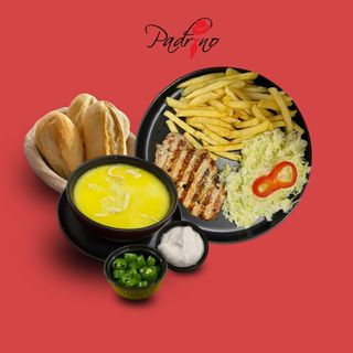 Ciorbă de burtă + Cotlet de porc cu cartofi prăjiți+salată de varză