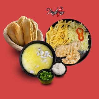 Ciorbă rădăuțeană + Piept de pui la grătar cu cartofi prăjiți+salată de varză