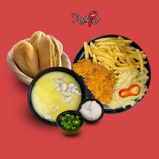 Ciorbă rădăuțeană + Piept de pui crispy cu cartofi prăjiți+salată de varză