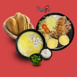 Ciorbă rădăuțeană+Ceafă de porc cu piure de cartofi+ salată de varză