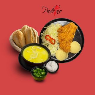 Ciorbă de burtă+ Piept de pui crispy cu piure de cartofi + salată de varză