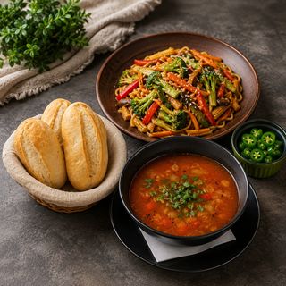Ciorba de legume + Wok de legume